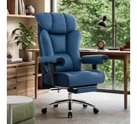Efomao Silla de Oficina Reforzada 200 kg con Reposapiés - Silla Ejecutiva de Cuero PU con Respaldo Alto, Reposabrazos Acolchados Ajustables y Soporte Lumbar