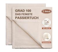 eFond 2 Piezas Telas Filtrante Reutilizable de Algodón Puro sin Blanquear 50x50cm - Colador Ultrafino Lavable para Queso, Zumos y Cocina - Grado 100 (Tela de Filtración, Cheese Cloth)
