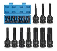 EFUTURETIME 10 Piezas Juego de Vasos 1/2" Hexagonales, H5, H6, H7, H8, H10, H12, H14, H16, H17, H19, Llaves de Vaso Hex con Caja, Hex Socket Set CR-MO