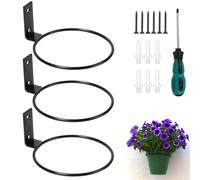 efuturetime 3 x Anillo Soporte Macetas Pared Ø12,5cm Anillo para Macetas Exterior Internal, Colgador Maceta Pared con Tornillos y Destornillador para Balcón, Jardín, Restaurante