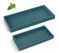 EG-SIPRO EGTRAY Bandeja para encimera de baño, bandeja de tocador, silicona gruesa de alta calidad, rectangular, resistente a los golpes, dispensador de jabón, pequeña + grande, azul zafiro