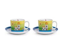 Egan Juego de tazas de desayuno con plato Le Casette azul