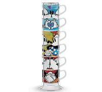 Egan PWM02I/6XL - Juego de tazas de café expreso Sweet Love y Metalrack, porcelana, multicolor, 6 piezas, 80ml