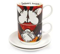 Egan PWM02I/S Juego de tazas de café, modelo Sweet Love, porcelana, 80 ml, rojo, 4 unidades, 2 unidades