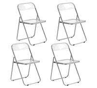 EGGREE Juego de 4 Sillas Plegables Transparentes con Capacidad de Carga de 150 kg, Sillas de Comedor Modernas Portátiles de Plástico Transparente para Salón, Oficina y Terraza
