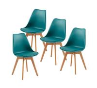 EGGREE Sillas de Comedor Set de 4 PU Turquesa, Carga MAX. 120 kg