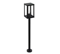 Eglo Alamonte 1 Lámpara de pie para exterior, luz de exterior de 1 foco, lámpara de acero galvanizado en negro y cristal transparente, casquillo E27, IP44