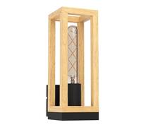 Eglo Aplique de interior Nafferton FSCM70HB – Negro y madera natural, casquillo E27