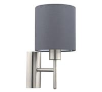 Eglo Aplique de pared PASTERI, aplique de pared textil con una bombilla