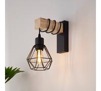 EGLO Aplique de pared Townshend, ancho 14 cm, negro/roble