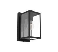 Eglo Aplique exterior E27 metal negro y cristal - Budrone