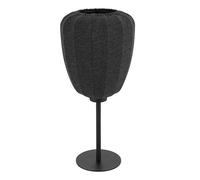 Eglo Barlaston Lámpara para mesa y mesita de noche, adecuada para colocar en el salón y el dormitorio, tejido de color gris y metal en color negro, con un diseño japandi, portalámparas E27