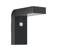 EGLO Barracconi Lámpara de pared led para exteriores, lámpara solar | para uso exterior con sensor de movimiento y sensor crepuscular, lámpara solar de exterior de aluminio negro, IP44