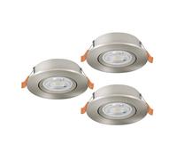 Eglo Barranco Juego de 3 focos LED de techo empotrables | con interruptor DIP, orientables, fabricados en plástico de color plateado, con luz blanca cálida y fría, bombilla GU10 y un