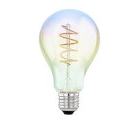 Eglo Bombilla LED regulable E27 de colores, foco con espiral de color brillante, luz arcoiris, 4 vatios, 200 lúmenes, blanco cálido, 2000k, luz Edison A75, Ø 7,5 cm