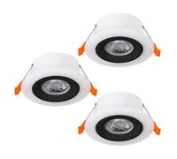 Eglo Calonge Juego de 3 plafones de techo LED empotrados, adecuados como iluminación para techos suspendidos, fabricados en plástico de color negro y blanco, y con un diámetro de Ø 7 cm