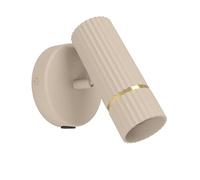 Eglo Caminia Lámpara de pared, lámpara de pared para interiores con foco orientable, foco de pared con interruptor, foco para dormitorio, metal en beis y dorado, bombilla GU10, blanco cálido