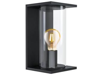 Eglo Cascinetta, 1 lámpara de pared para exteriores, vintage, retro, lámpara de pared de acero galvanizado en negro y cristal transparente, lámpara exterior con casquillo E27, IP44