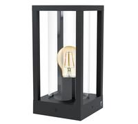 Eglo Lámpara de pedestal Cascinetta 1 foco exterior vintage aluminio negro cristal E27 IP44