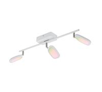 Eglo connect lámpara de techo LED Palombare-C, lámpara de techo inteligente de 3 luces en metal, aluminio y plástico blanco, focos RGB, color de luz ajustable (cálido, neutro, frío), regulable