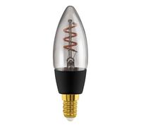 Eglo connect.z Bombilla decorativa led E14 para hogar inteligente, C35, ZigBee, control por voz mediante aplicación y Alexa, regulable, blanco cálido, 4 vatios, vintage de cristal ahumado, negro
