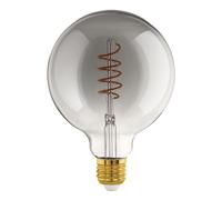 Eglo connect.z Bombilla led E27 para hogar inteligente, G125, ZigBee, control por voz mediante aplicación y Alexa, regulable, color blanco cálido, 4 vatios, bombilla vintage de cristal ahumado