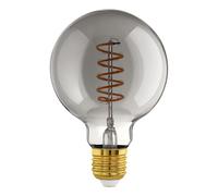 Eglo connect.z Bombilla led E27 para hogar inteligente, G95, ZigBee, control por voz mediante aplicación y Alexa, regulable, color blanco cálido, 4 vatios, bombilla vintage de cristal ahumado