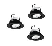 Eglo connect.z Smart-Home 3 uds LED empotrables Saliceto-Z, Ø 8,8 cm, spots ZigBee planos, mate, app y voz Alexa, blanco cálido-frío, RGB, regulables, negro
