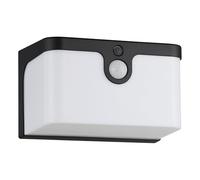 EGLO Croara Lámpara de pared led para exteriores, lámpara solar para uso exterior con sensor de movimiento, iluminación exterior de plástico en antracita y blanco, blanco cálido, IP44