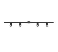 Eglo Easy Track Sistema de rieles de alto voltaje, juego ampliable con 4 focos para techo, riel de techo de aluminio y plástico en color negro, bombillas con casquillo GU10, 192,5 cm