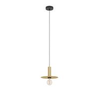 Eglo Escandell Lámpara colgante, adecuada para colocar encima | de la mesa del comedor, de estilo «New Retro», fabricada en metal, latón cepillado, en color negro, E27, Ø 25 cm