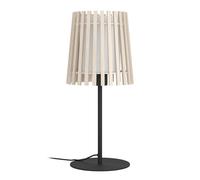 EGLO Fattoria Lámpara para mesa y mesita de noche, adecuada para colocar en el salón y el dormitorio, madera en tonos claros y tejido de color blanco, diseño natural, portalámparas E27