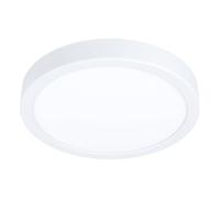 Eglo Fueva 5 Lámpara de techo led con diámetro de 21 cm, luminaria de montaje en superficie de 1 foco, de acero con superficie luminosa de plástico, lámpara en blanco, led blanco cálido