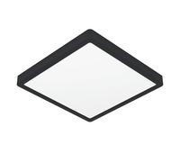 EGLO Fueva 6 Lámpara de techo LED cuadrada para baño, de plástico, en blanco y negro, color de luz blanco cálido o blanco frío, IP44, 29 x 29 cm