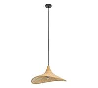 Eglo Haxey lámpara colgante, candil de 1 luz para comedor, iluminador de comedor en bambú natural, pendiente de madera con casquillo E27