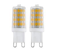 Eglo Juego de 2 lámparas LED G9 con casquillo, 2 bombillas enchufables, 3 V cada una (corresponde a 30 V), 320 lúmenes, luz blanca cálida, 3000k, pasador del foco Ø 1,6 cm