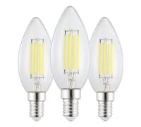 Eglo Juego de 3 bombillas LED E14, de bajo consumo y con clase energética A, 2,2 W, 470 lúmenes, con luz blanca cálida, 2700 Kelvin, formato C35, en forma de vela y con un diámetro de 3,5 cm
