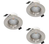 EGLO, juego de 3 focos empotrables Saliceto, focos de techo regulables, focos de techo redondos de aluminio en color plateado, luz blanco cálido, diámetro 8,8 cm