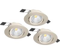 EGLO, juego de 3 focos empotrables Saliceto, focos de techo regulables, focos de techo redondos de aluminio en color plateado, luz blanca tra, diámetro 8,8 cm