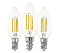 Eglo juego de 3 lámparas LED de filamento E14, bombilla Edison transparente
