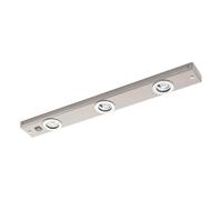 EGLO Kob Luz led para montar bajo mueble, lámpara de cocina de 3 focos de metal en plata con interruptor basculante, luz led para cocina, blanco cálido
