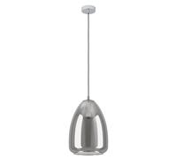 Eglo lámpara colgante Alobrase, luminaria para mesa de comedor, luz pendiente de metal en cromo y cristal vaporizado en negro-transparente, candil de comedor, E27, Ø 30 cm