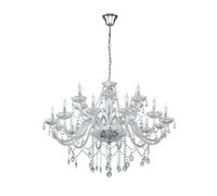 EGLO Lámpara colgante Basilano 1, candelabro vintage de 18 luces, estilo shabby chic, lámpara suspendida de acero y vidrio cromado, transparente, lámpara para mesa de comedor y salón con casquillo E14