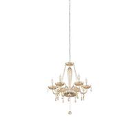 Eglo Lámpara colgante Basilano, candelabro vintage de 6 luces, estilo Shabby Chic, lámpara suspendida de acero y vidrio en cromo y color coñac, lámpara para mesa de comedor y salón con casquillo E14