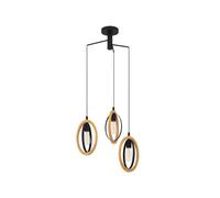 EGLO Colgante Basildon, detalles madera 3 luces redondo