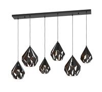 Eglo lámpara colgante Carlton 1, candil de mesa de comedor de 6 luces, luminaria de metal en negro y cobre, pendiente con casquillo E27