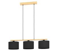 EGLO Castralvo lámpara colgante, longitud 97,5 cm, negro, 3 luces, tela