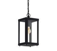 EGLO Luminaria de suspensión Alamonte 1, iluminación exterior, acero galvanizado negro y cristal transparente, portalámparas E27, IP44