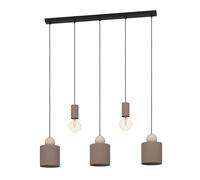 Eglo lámpara colgante Gazzola para comedor, barra de 5 luces para sala y comedor, luminaria de metal en moca y arena, luz con casquillo E27