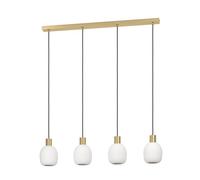 Eglo Lámpara colgante Manzanares, 4 luces, para mesa comedor, metal latón | bolas de vidrio opal mate blanco, casquillo E27, largo 97 cm